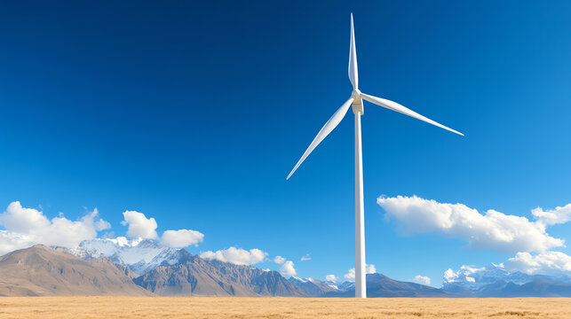 A stunning wind turbine stands against a clear blue sky, symbolizing renewable energy and sustainable practices.