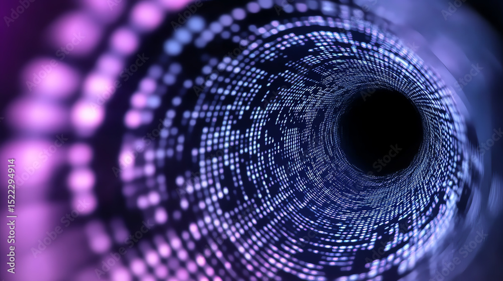 Poster A vibrant digital tunnel showcasing an array of colorful data patterns. Perfect for technology and abstract themes.