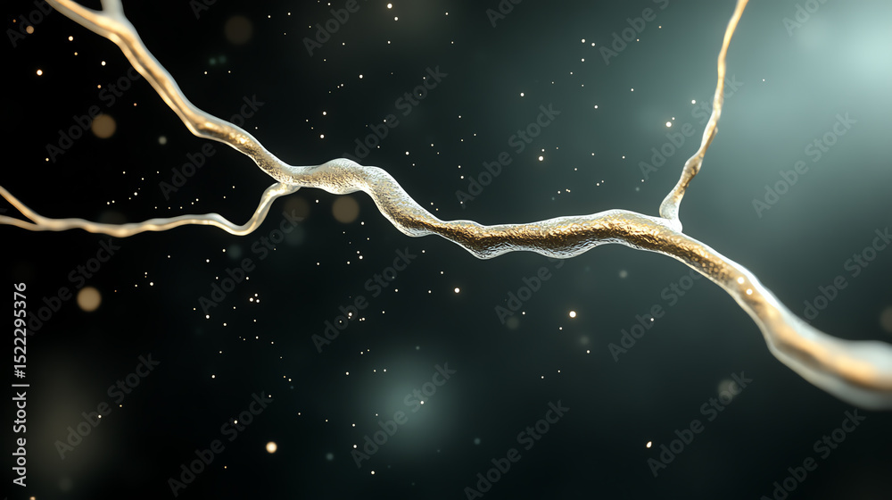 Poster abstract representation of neural connections with shimmering details, symbolizing thought and innov