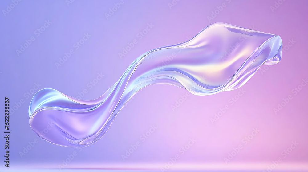 Aufkleber an abstract, flowing wave of translucent material in soft pastel colors, creating a sense of movemen