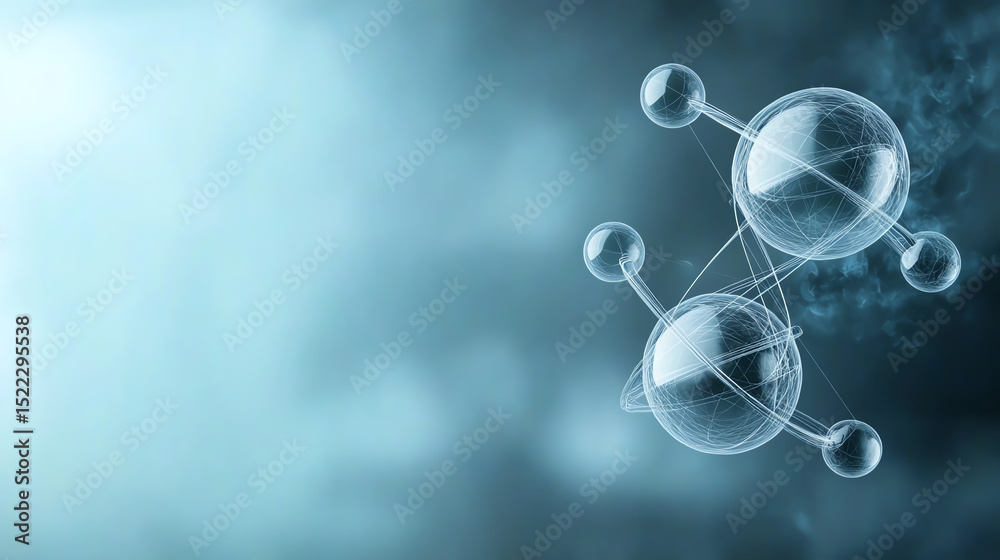 Poster an abstract representation of molecular structures, emphasizing the beauty of chemistry and scientif