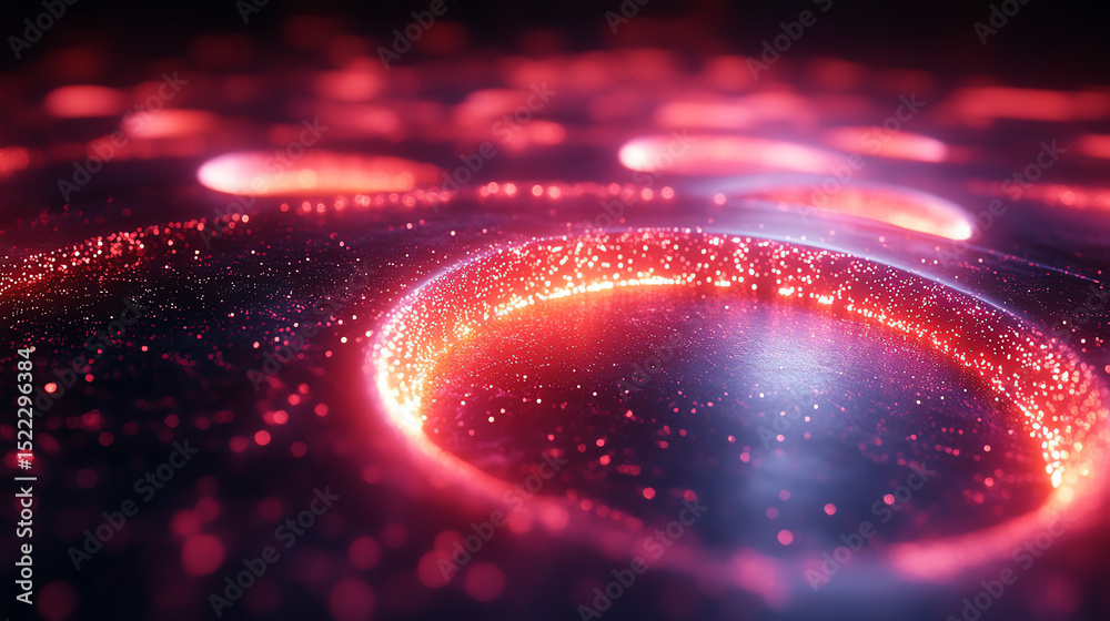 Aufkleber vibrant abstract background featuring glowing rings and sparkling elements in red and blue tones, id