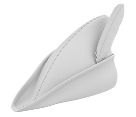 Clay render of Robin Hood hat isolated on white background - 3D illustration
