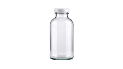 Clear Glass Jar with Silver Metal Lid Standing on White Background Ideal for Storage, Crafts, or Home Organization