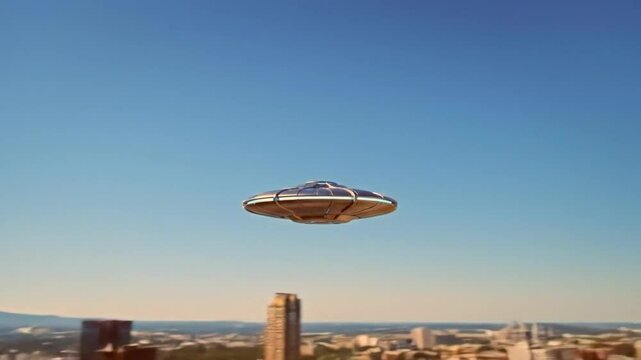 UFO Flying Over the City in Broad Daylight
