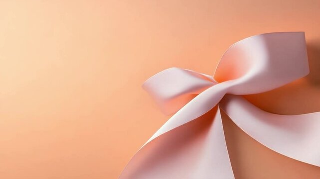 Elegant Pastel Ribbon: A delicate pastel ribbon, artfully arranged into a bow, rests gently against a complementary soft orange backdrop.