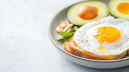 A classic breakfast of a glowing sunny-side-up egg, fresh tomato slices, and whole-grain toast, capturing the perfect balance of nutrition and simplicity.