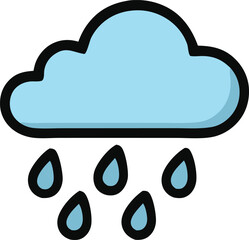Cartoon cloud with raindrops illustration