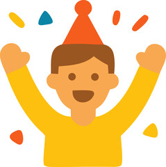 Print Celebratory person with confetti illustration