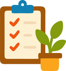 Checklist with plant illustration organization productivity and growth
