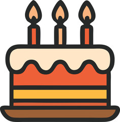 Print Festive cake icon with lit candles vector illustration