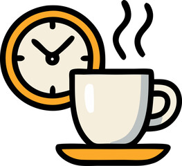 Hot beverage and clock illustration
