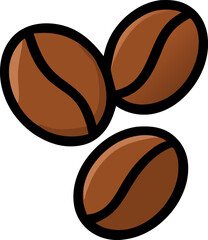 Isolated graphic illustration of three coffee beans