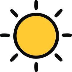 Simplified sun illustration with black outline and yellow center