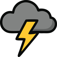 Stylized storm cloud with lightning bolt illustration