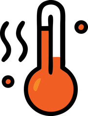 Stylized thermometer icon hot temperature and measurement concept