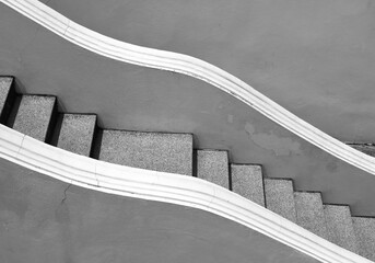 concrete stairs in the garden. Gray concrete stairs modern design in the garden