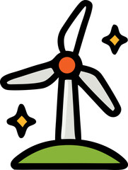 Print Stylized wind turbine icon renewable energy concept illustration