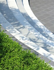 Gray concrete stairs modern design in the garden