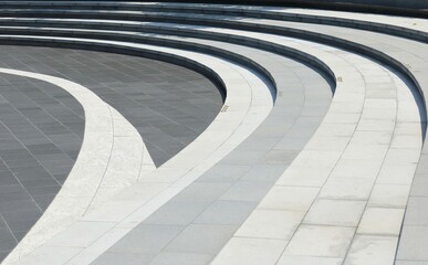 Gray concrete stairs modern design in the garden