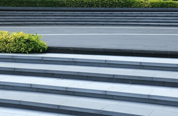 Gray concrete stairs modern design in the garden