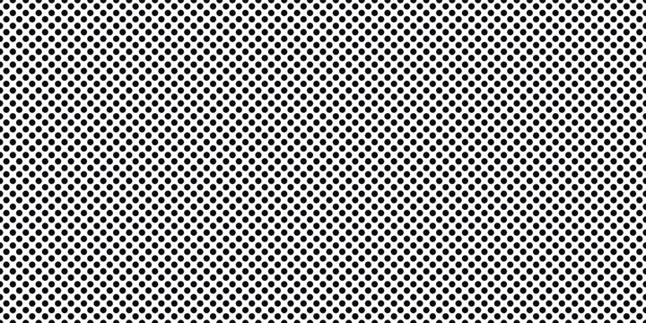 black and white vector abstract halftone background, texture for notebook, banner or poster, white sheet paper with black symmetrical polka dots, simple retro mesh pattern