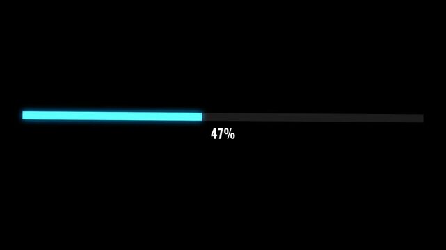 Smooth 0-100% blue glowing Loading Bar - Clean Progress Animation round bar