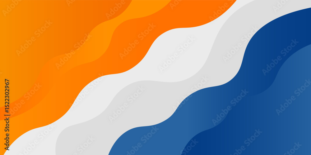 Wall mural blue and orange geometric business banner design. creative banner design with wave shapes and lines 