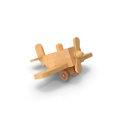 Wooden Airplane Toy Isolated on Transparent Background
