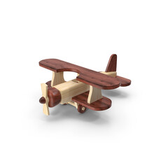 Wooden Airplane Toy Isolated on Transparent Background