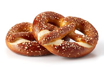 Two Pretzels Isolated on a White Background.