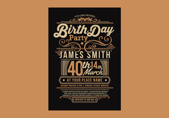 Birthday Invitation Retro Decoration Flyer