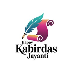 Modern Kabirdas Jayanti Logo with Quill Scroll and Bold Gradient Typography

