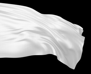 White flag isolated on black background 3D render