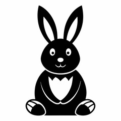 Obraz premium Illustration of a cute black and white easter bunny halloween, vector, silhouette, illustration, horizontal, isolated assets,