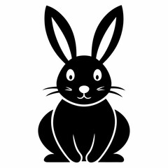 Obraz premium Illustration of a simple black and white rabbit art halloween, vector, silhouette, illustration, horizontal, isolated assets,
