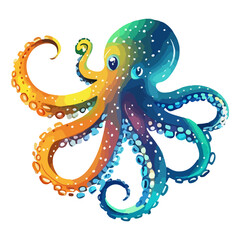 Fototapeta premium octopus, underwater animal, vector, transparent background, animal, sea, icon, nature, ocean, creature