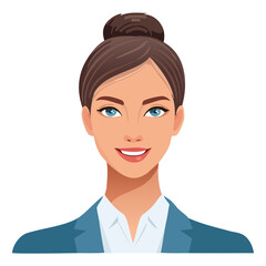 Flat Vector. Portrait of only one Woman. Simple Background.