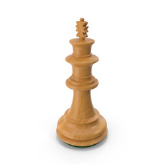 Wooden Chess King Piece Isolated on Transparent Background