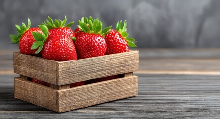 Fresh strawberries in wooden crate june harvest summer vibes rustic kitchen natural lighting