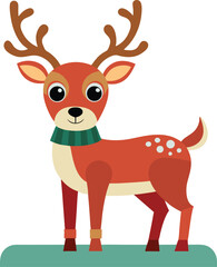 Fototapeta premium Cute cartoon reindeer wearing winter scarf and socks