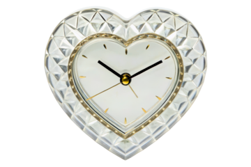 Charming heart-shaped clock for home decor isolated with transparent background