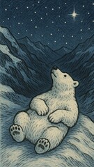 Obraz premium Polar bear stargazing tranquility
