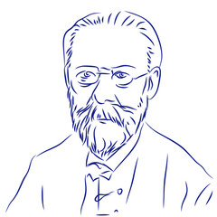 Bedrich Smetana. Continuous line drawing, portrait of composer. Hand drawn, vector illustration