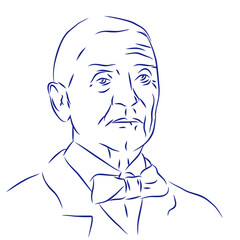 Anton Bruckner. Continuous line drawing, portrait of composer. Hand drawn, vector illustration