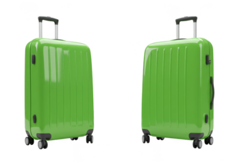 Isolated Green Suitcase Rolling Luggage for Vacation Trip Travel Illustration