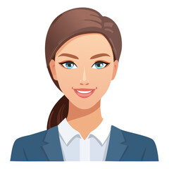 Flat Vector. Portrait of only one Woman. Simple Background.