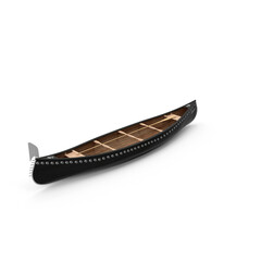 Black Gondola-Style Boat Isolated on Transparent Background