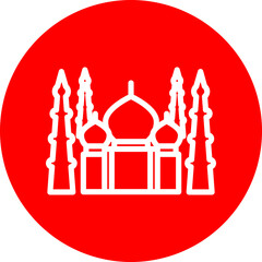 Taj Mahal Vector Line White Circle Red