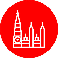 Big Ben Vector Line White Circle Red